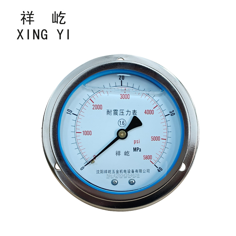 祥屹 耐震压力表轴向带边 YTN100ZT 0-40Mpa 块高清大图