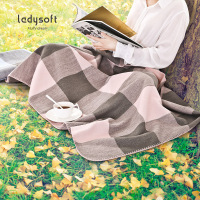 ladysoft御棉堂 波斯纶披肩旅行毯方格针织毛巾毯80*135cm夏季午睡盖毯披肩毯出游