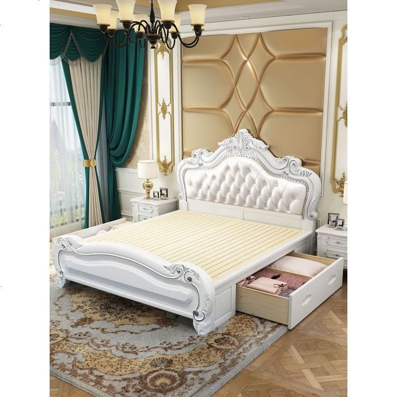 欧式床 实木床1.8米现代简约双人床主卧婚床白色轻奢公主床储物床图片