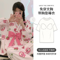带胸垫睡衣女秋冬季长袖韩版可爱青少年卡通休闲家居服套装可外穿 女XXL Q81049【带胸垫】