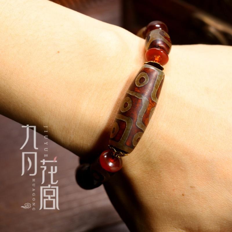 天然西藏老天珠玛瑙手串 三眼藏式民族风男士复古个性大气手链 钏送女朋友老婆生日礼物送女朋友七夕情人节礼物