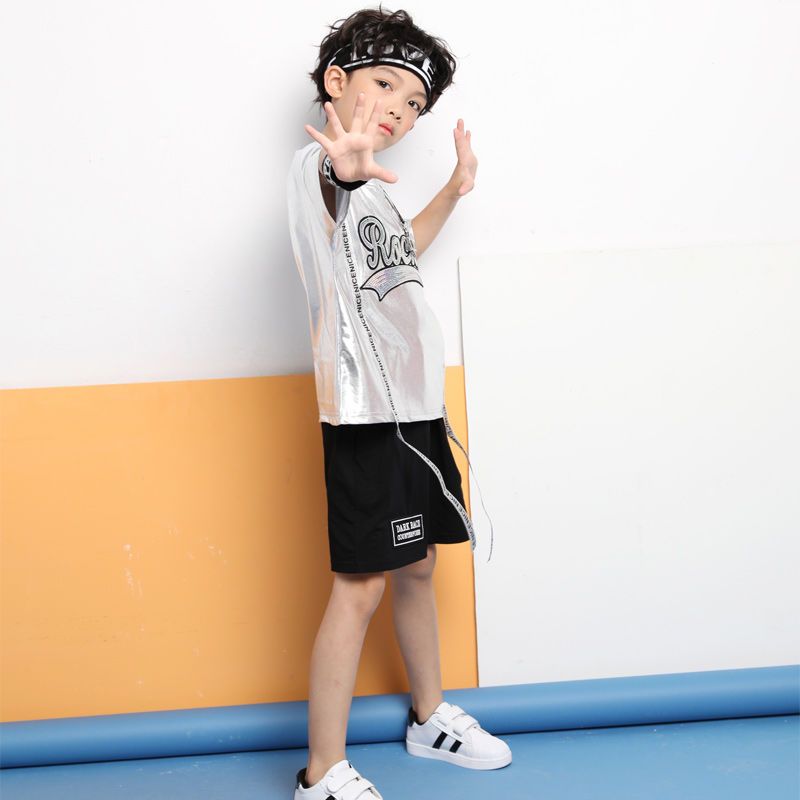 六一儿童节幼儿园表演出服装女亮片爵士舞蹈服装男童街舞练功套装 男童 110