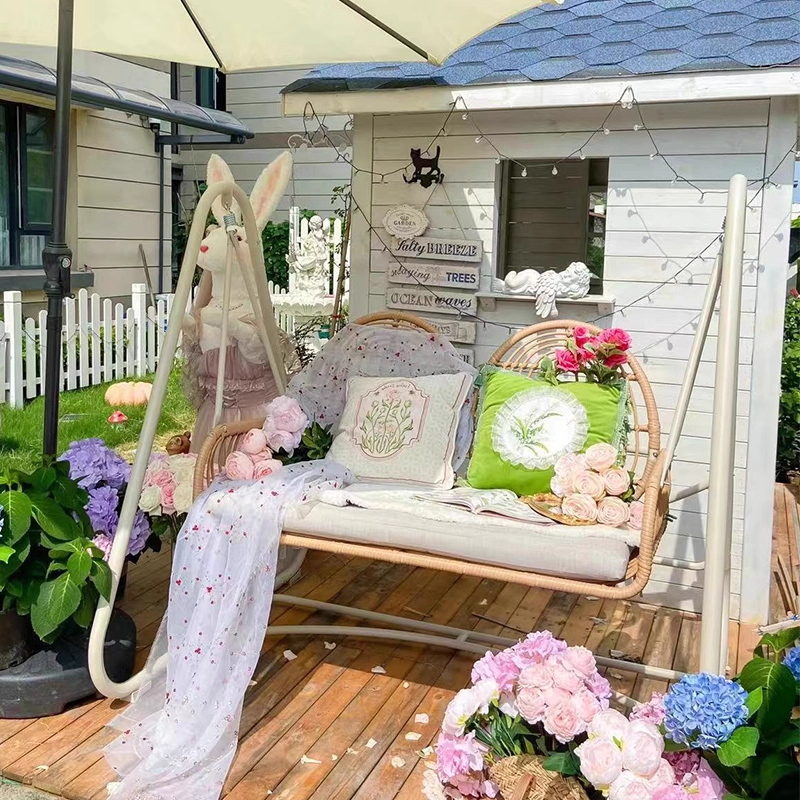 室外秋千小院阳台单双人秋千院子花园庭院吊椅户外露台秋千椅高清大图