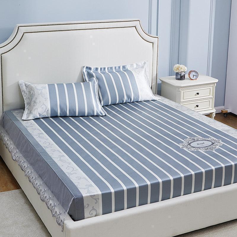 美帮汇凉席1.8m床夏季冰丝席三件套可折叠机洗水洗1.5米双人空调软席子 巴菲（花边款） 1.8m（6英尺）床