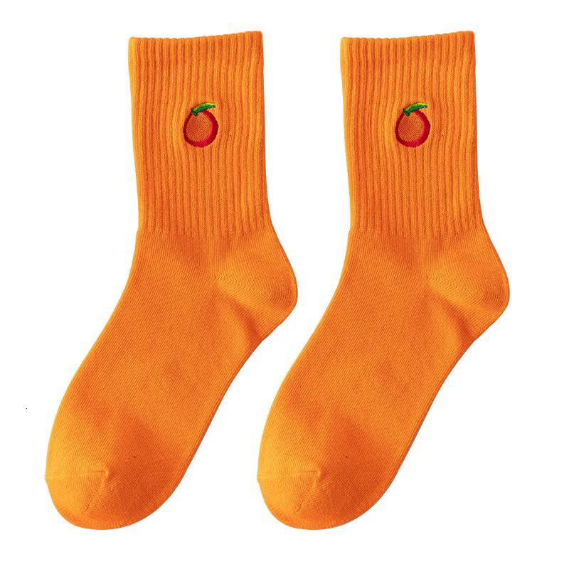 橙色袜子女中筒袜ins潮长袜女潮网红款超火秋冬橘色男袜纯棉高腰