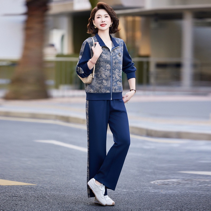 中老年春季套装女洋气休闲妈妈装春款衣服40岁运动服春秋拉链
