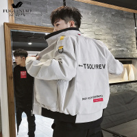 富贵鸟（FUGUINIAO）2019春季男士时尚翻领百搭夹克男式简约棒球服外套工装潮大码男装