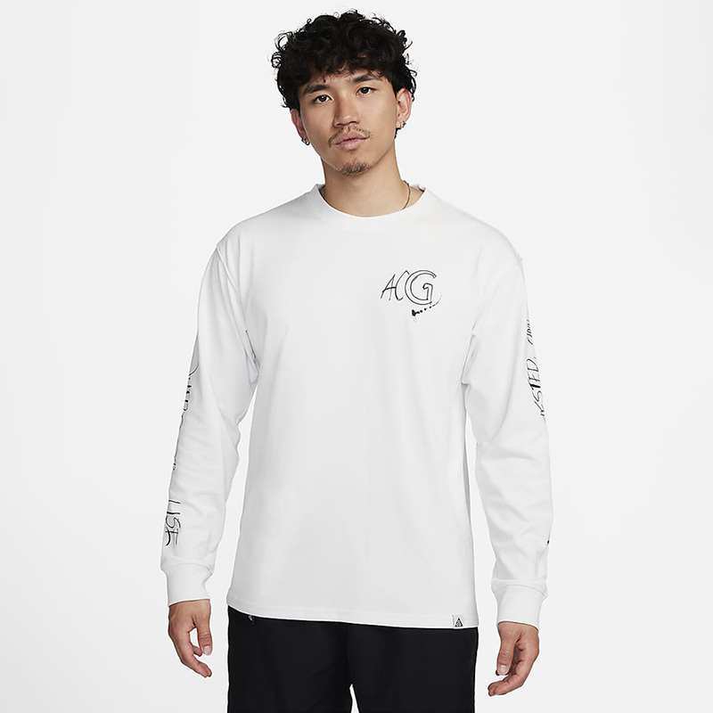 nike 字母印花罗纹圆领运动卫衣 男款 白色 fj2136-121