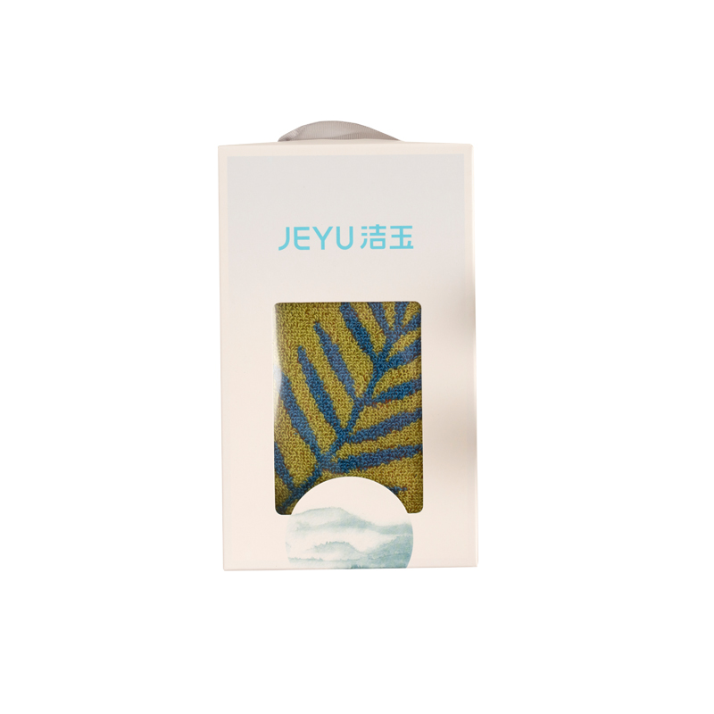 洁玉 叶语精梳棉提花毛巾单条盒装 J5057-A 绿色