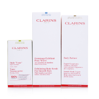 CLARINS娇韵诗孕妇三件套改善肤质增加肤质弹性减轻纹路淡化颜色抚纹霜175ml磨砂膏200ml妊娠纹护理油100ml