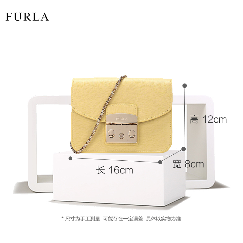 [直营]FURLA芙拉Metropolis系列 迷你 女士链条包盖式单肩包斜挎包小方包 软皮质真皮女包
