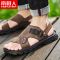 男凉鞋新款外穿软底皮凉鞋夏潮厚底沙滩鞋两用拖鞋