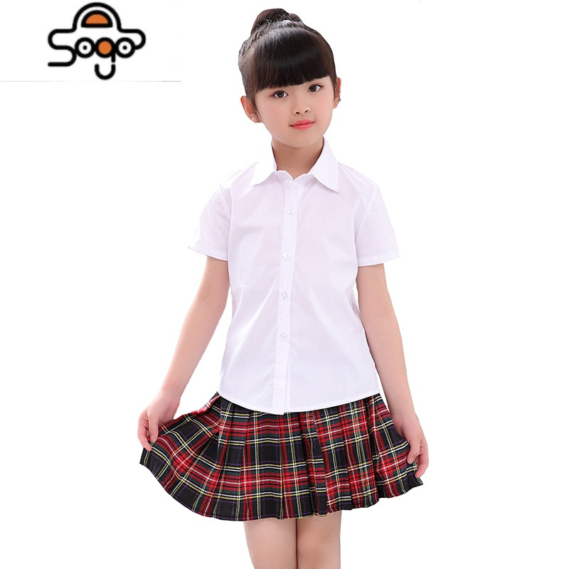 女童白衬衫长袖春秋冬季衬衣儿童小学生表演长袖校服七色王国