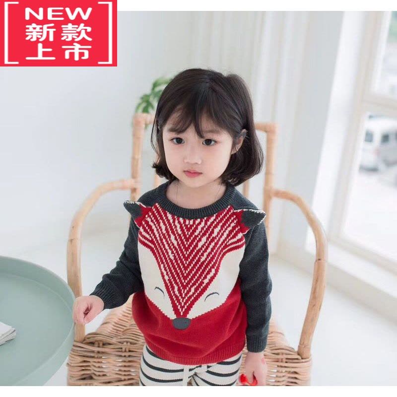 可莉允秋款儿童狐狸毛衣2岁宝宝套头毛线衫加绒加厚3男女童洋气外套5冬6图片
