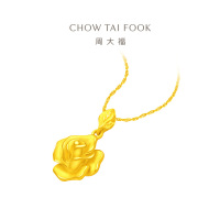 周大福玫瑰花吊坠 实心足金黄金吊坠(工费:220计价)EOF1083