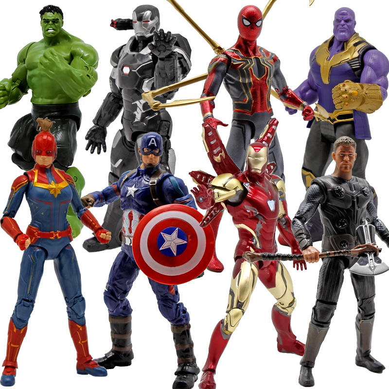 中动漫威复仇者联盟蜘蛛钢铁侠mk85雷神人偶手玩具
