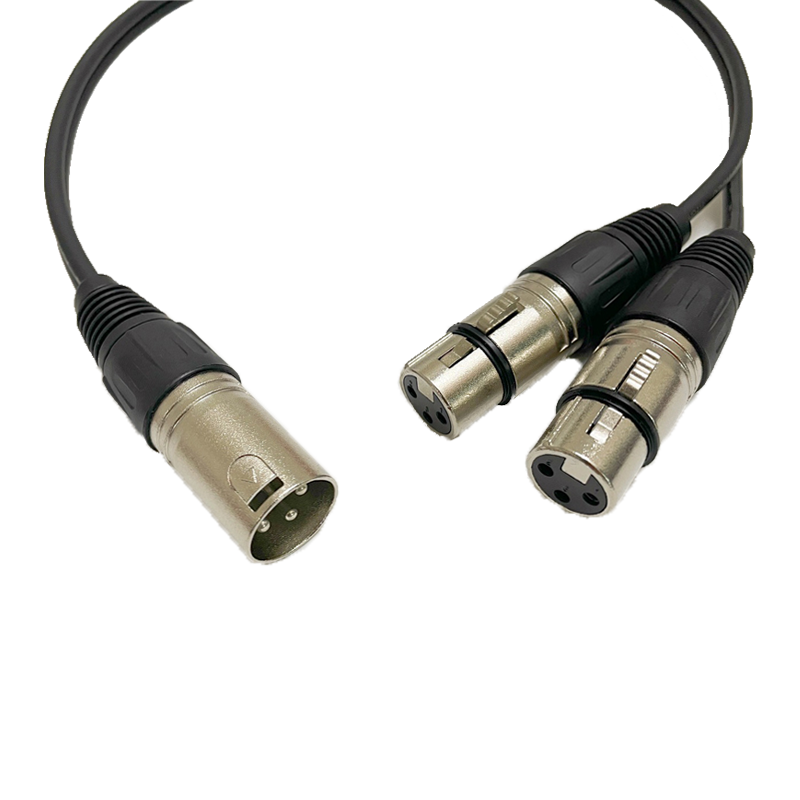 册视带屏蔽一分二XLR卡侬线音频连接延长线一母二公1.5米条高清大图