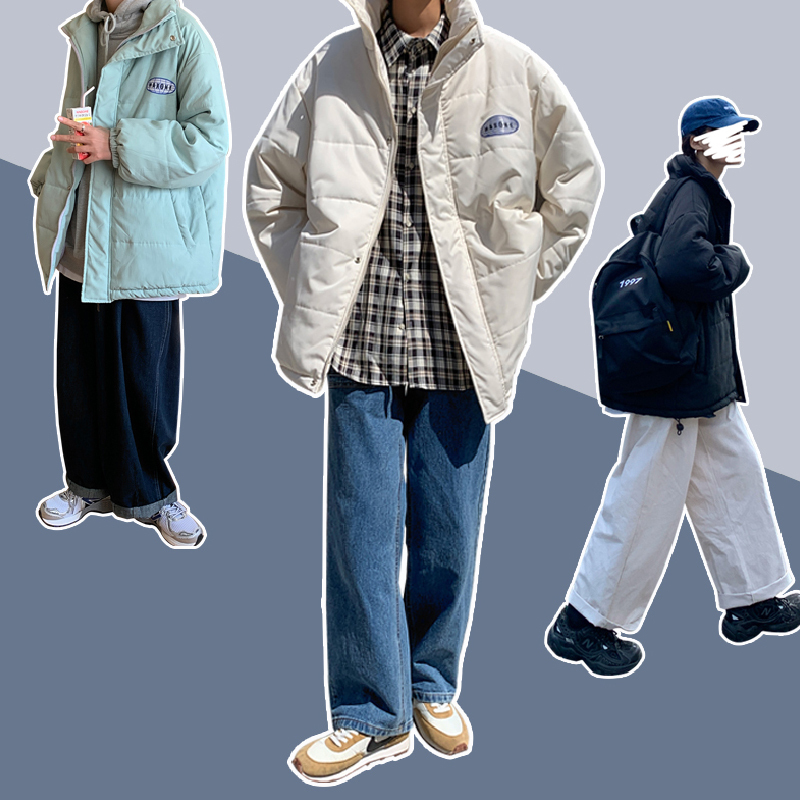 yuansu冬季男士立领加厚潮牌棉衣男韩版潮流保暖棉袄日系冬装棉服外套