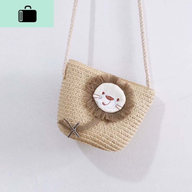 女童斜挎包包可爱公主洋气时尚小宝宝迷你零钱包儿童手工编织包包NEW LAKE 小狮子