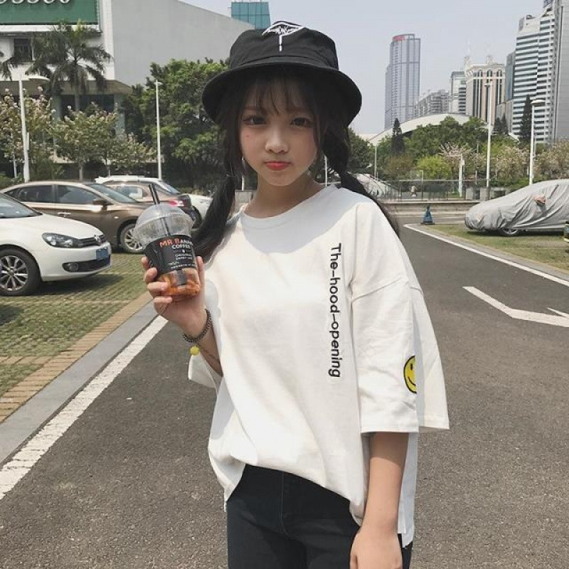 迈尔尼诺 Myle Nino 唐装 民族服装 舞台服装 中式服装 夏季新款原宿休闲bf风笑脸刺绣短袖t恤女潮大码宽松纯色半袖上衣 价格图片品牌报价 苏宁易购盛芯华商贸有限公司专营店