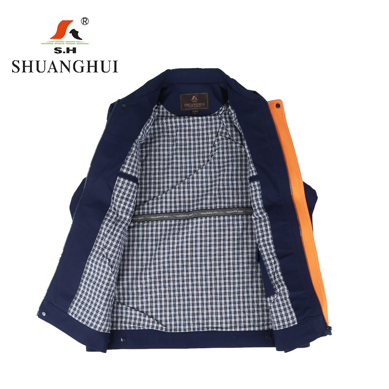 双惠男女款春秋标志工作服SHW-107,100%棉藏蓝色,左胸魔术贴155-195(套)高清大图