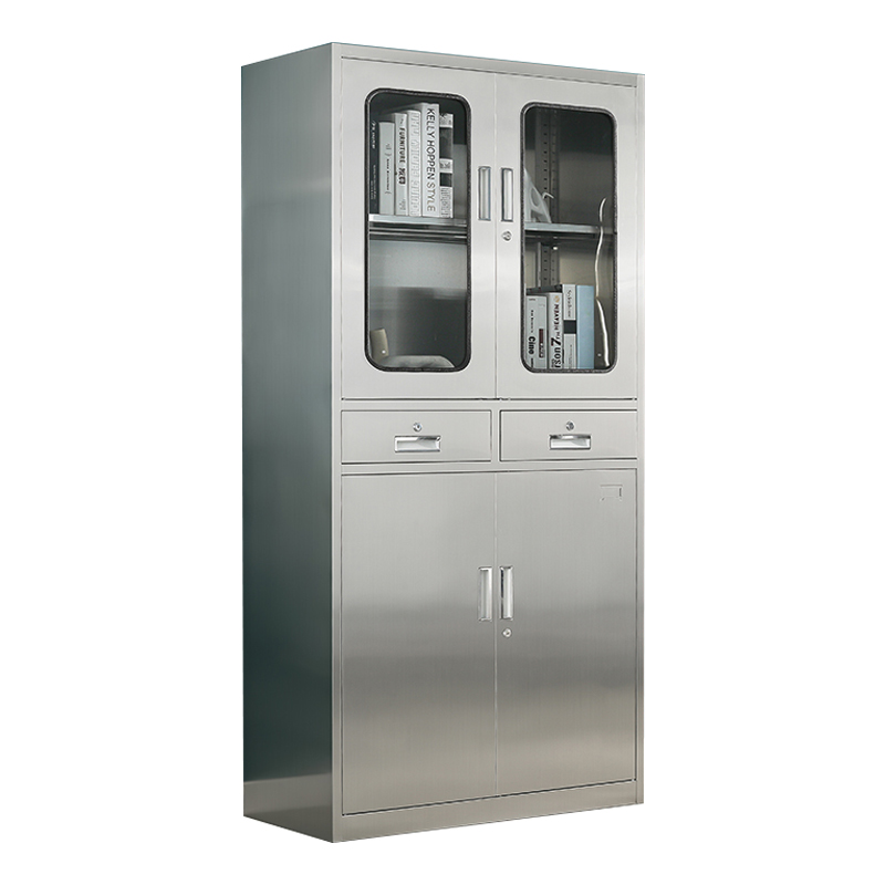 帅畅不锈钢文件柜档案柜资料柜储物柜器械柜仪器柜304全不锈钢二斗柜高清大图