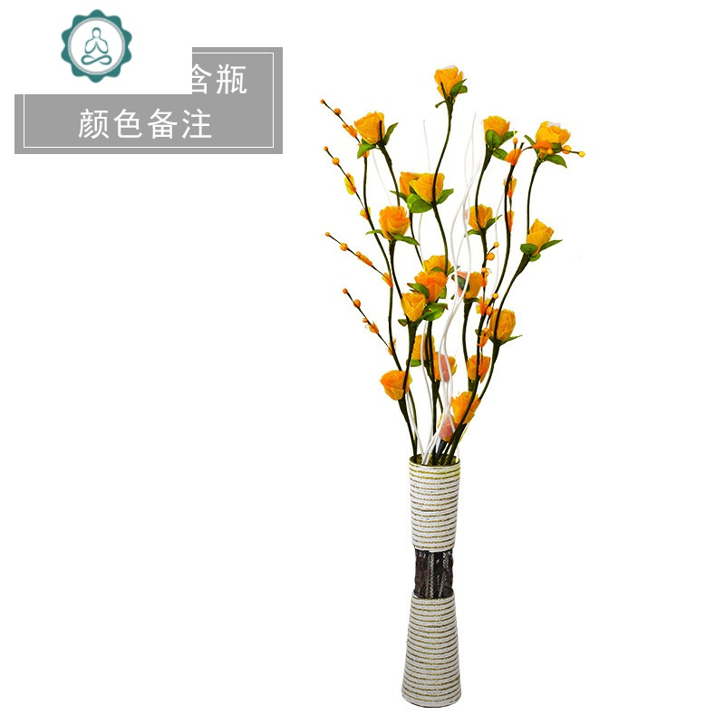 叶脉干花客厅落地假花摆设塑料花植物插花大装饰花郁金香仿真花束 封后 经典蓝色五只装(含瓶)仿真植物