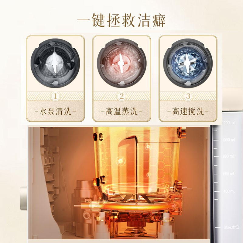 九阳(Joyoung)豆福發不用手洗破壁机 古法浆豆腐脑家用多功能 热烘可预约破壁豆浆机 DJ12E-K530