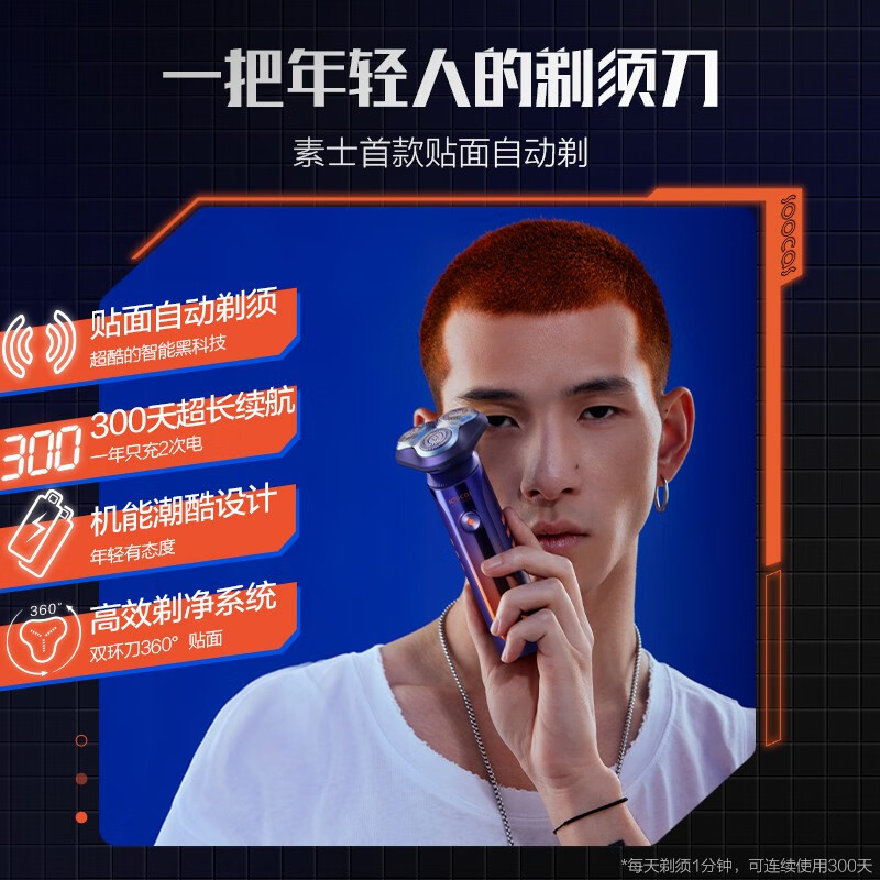 SOOCAS素士(SOOCAS)S31电动剃须刀自动剃全身水洗干湿双剃三刀头男士刮胡刀 潮酷剃须刀高清大图