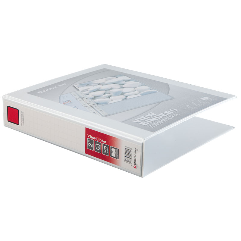 齐心 A0215 2寸2孔美式三面插袋D型档案夹 A4 白色高清大图