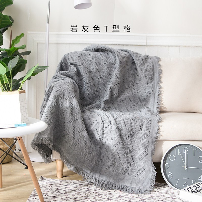 家柏饰(CORATED)沙发巾全盖布北欧沙发垫套毯冬季加厚弹力通用懒人沙发罩 岩灰色T型格 230*250高清大图