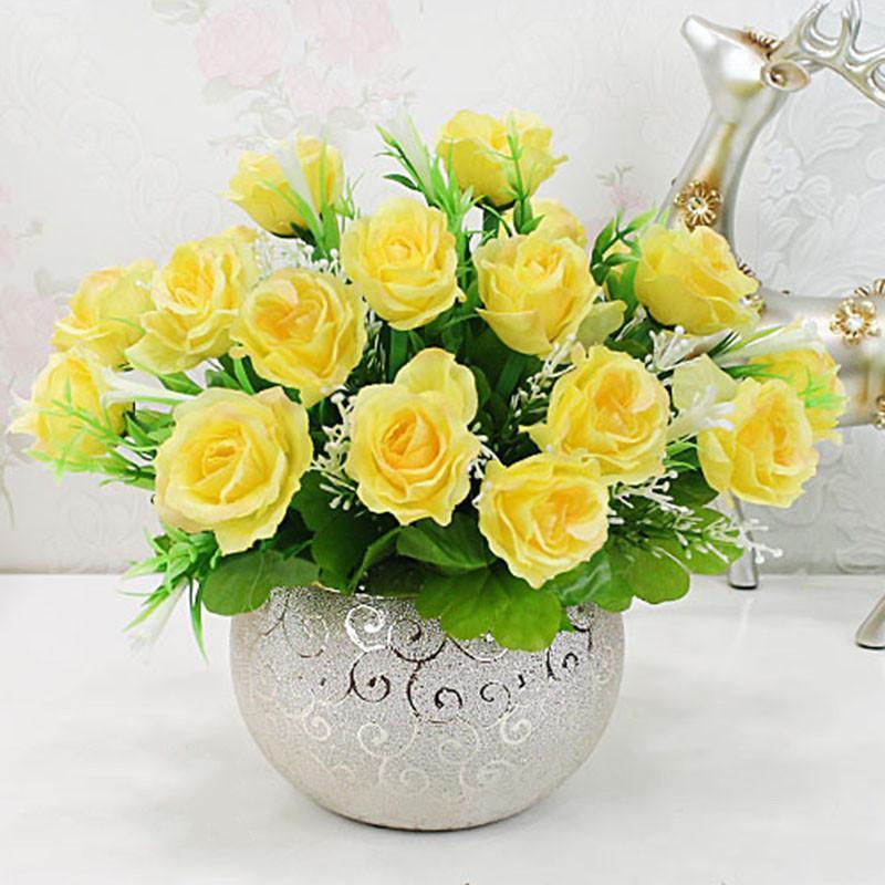 仿真花束套装欧式室内客厅餐桌茶几摆设卧室桌上塑料假花盆栽装饰摆件