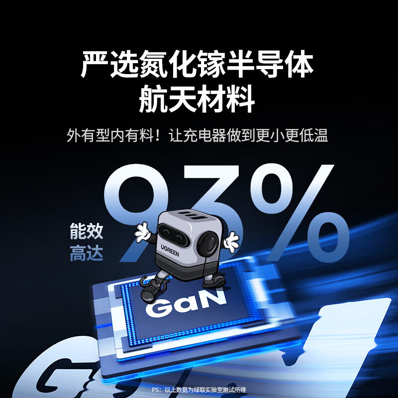 绿联机器人氮化镓充电器PD65W双Type-C多口快充头[2C1A单头-星际灰]X662(35186)高清大图