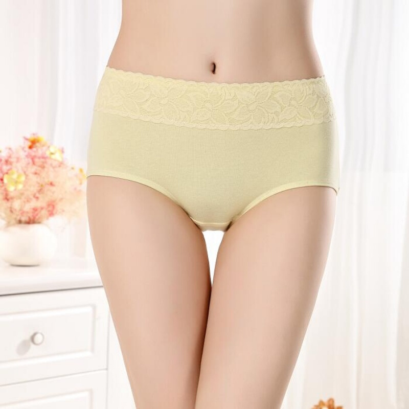 []4条装蕾丝透气棉质面料大码中腰收腹内裤女