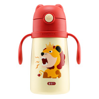 杯具熊(beddybear)浮雕学饮儿童保温杯带手柄带刻度宝宝吸管小号保温杯便携