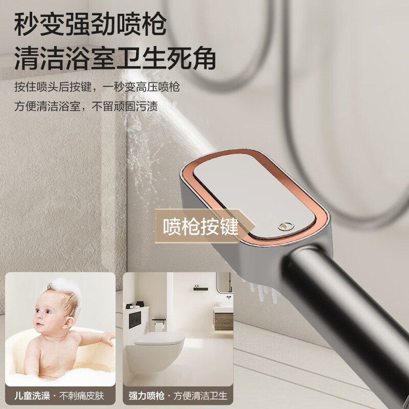四季沐歌(MICOE)恒温淋浴花洒套装枪灰氛围灯琴键智能数显卫浴全套方管增压淋浴器