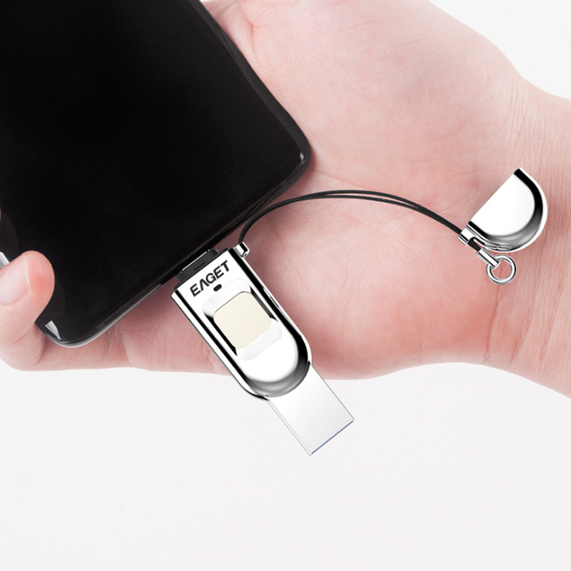 忆捷(EAGET)64GB Type-C USB3.1 HF-C01指纹加密手机U盘 双接口手机电脑多用 商务娱乐优盘高清大图