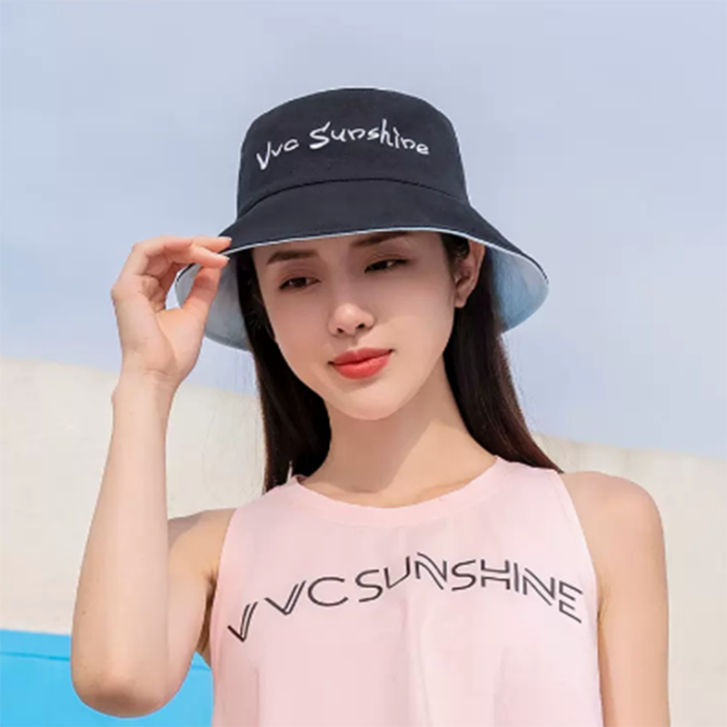 VVC柠下渔夫帽超大女夏季遮阳防晒日系新款双面防紫外线大檐太阳 格子 货期5-10天