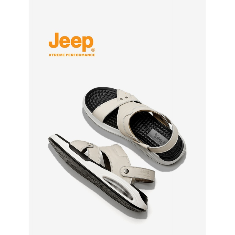 jeep吉普凉鞋男夏季外穿真皮休闲软底气垫凉拖两用防滑开车沙滩鞋