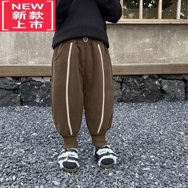 可莉允宝宝加绒加厚休闲裤2022冬装新款男童保暖长裤子小童束脚运动裤潮保暖裤图片