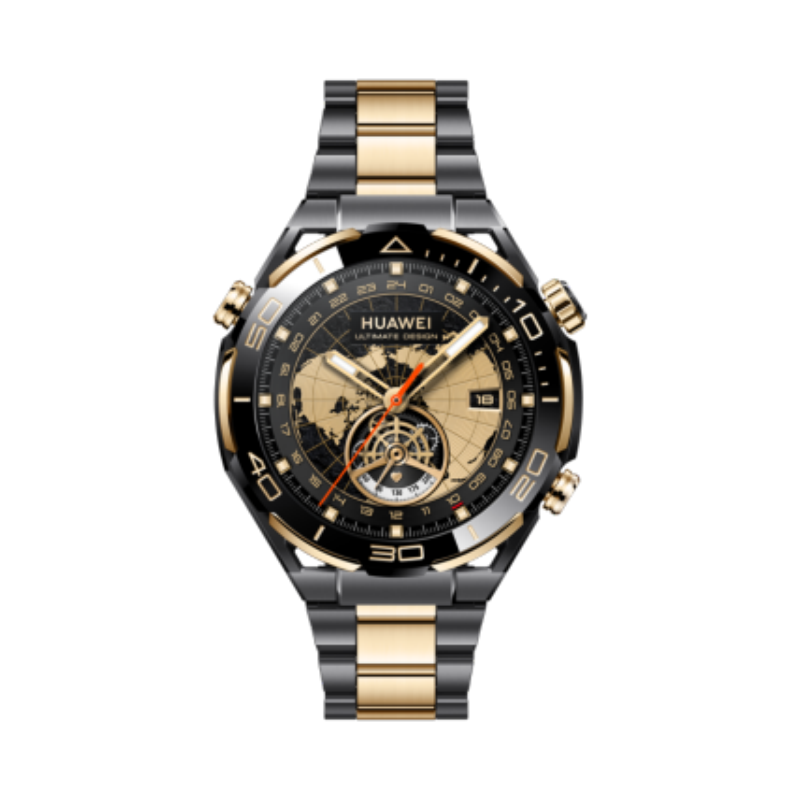 华为(HUAWEI) WATCH | ULTIMATE DESIGN 手表黑色镶金非晶锆表壳 金色钛金属表带