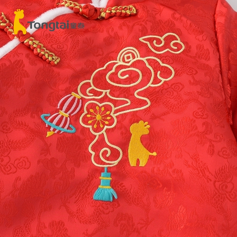 童泰(TONGTAI)2021年款秋冬儿童棉衣1-4岁女宝宝国风刺绣棉旗袍旗袍裙儿童旗袍