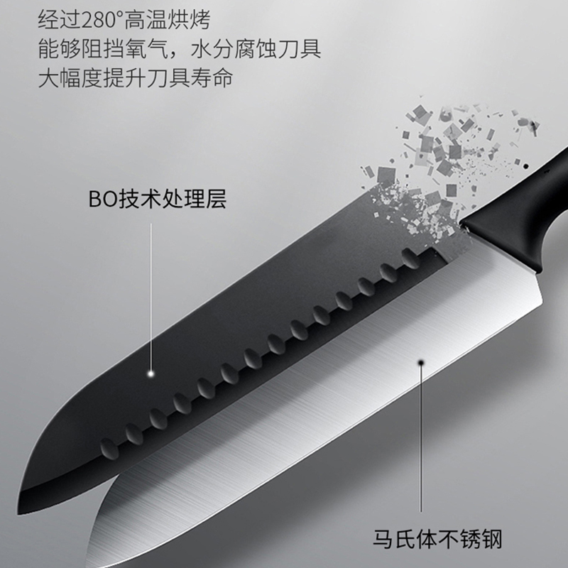 赫伯特 米兰锋尚五件套HBT-D5200(菜刀+三德刀+多用刀+厨房剪+食物夹)高清大图