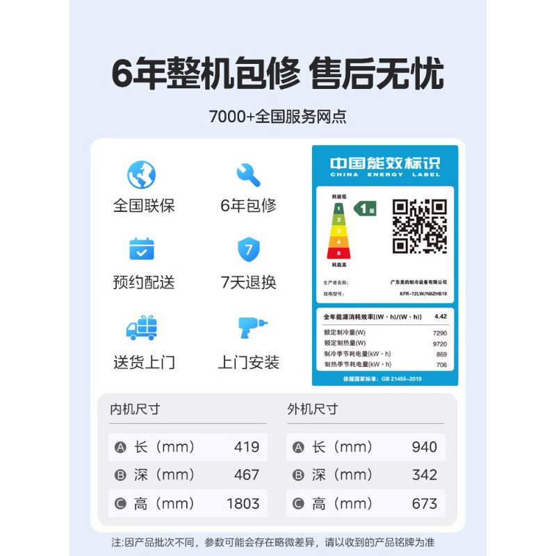 美的(Midea)空调风锦3匹p智能新一级全直流变频冷暖圆柱落地立式柜机客厅家用节能省电KFR-72LW/N8ZHB1Ⅱ