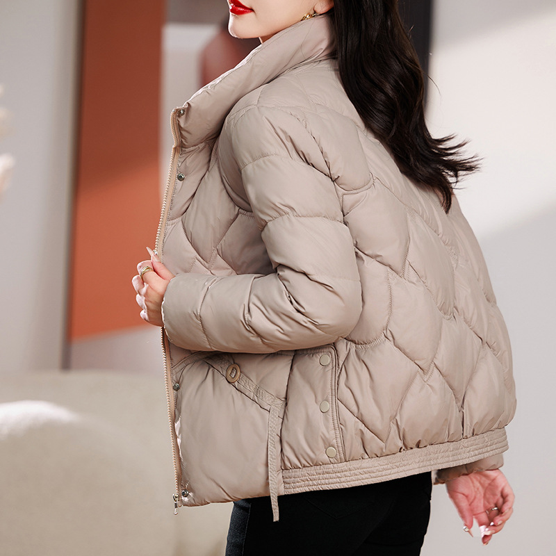 2023新款免洗棉服女短款加厚显瘦羽绒棉衣韩版宽松立领小棉袄外套_3806 卡其 M