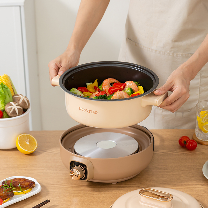 思嘉思达 福满楼 分体火锅 电蒸锅电煮锅 涮炒蒸煮一体 多用途分体式家用锅SKD-G0191!高清大图