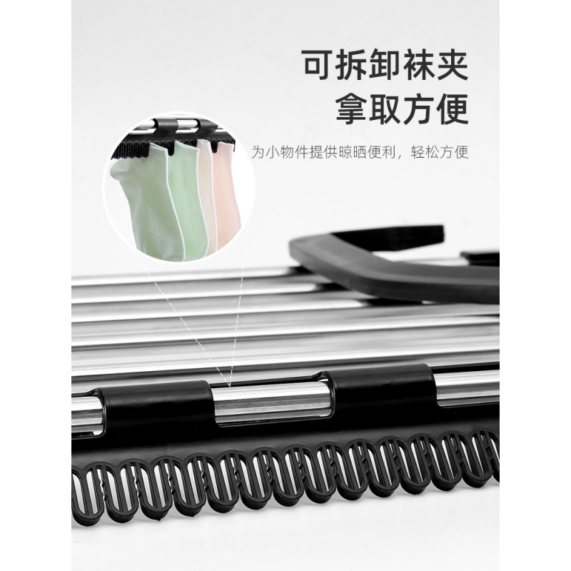 不锈钢窗外小型晾晒架窗台晒鞋架折叠挂晒暖气片窗户阳台晾衣架凉晾晒架 三维工匠 方管中号黑色(长59*32cm)高清大图