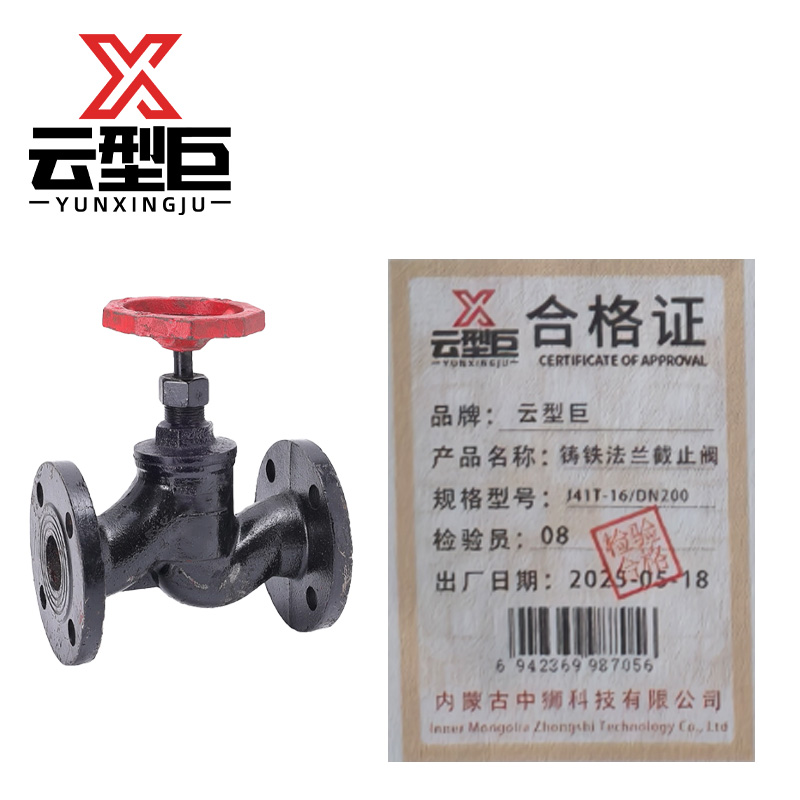 云型巨 铸铁法兰截止阀 J41T-16/DN200 个高清大图