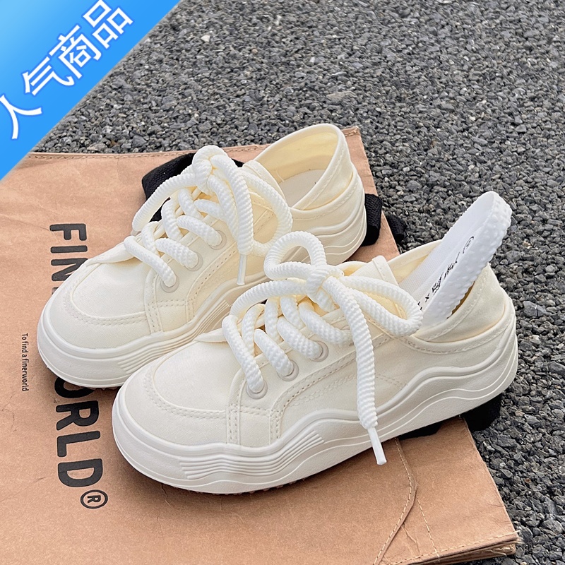 SUNTEK帆布鞋女半拖两穿夏季小白鞋2023新款小众原创休闲运动百鞋高清大图