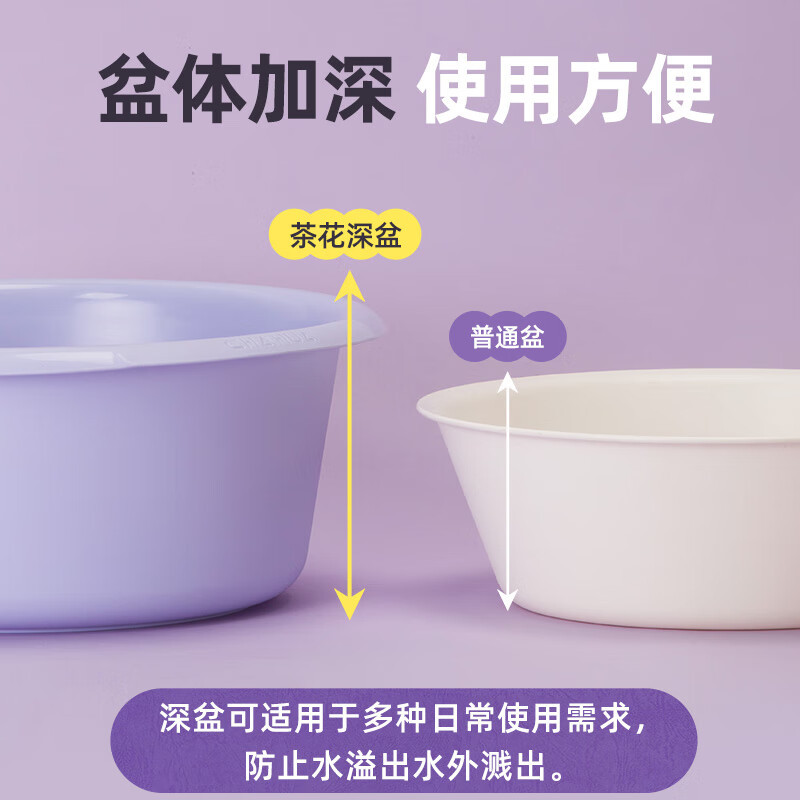 茶花(CHAHUA)洗脸盆洗衣盆洗脚盆加厚塑料盆子泡脚盆洗菜盆通用水盆 3只装高清大图